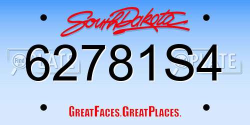 62781S4 South Dakota License Plate