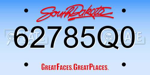 62785Q0 South Dakota License Plate