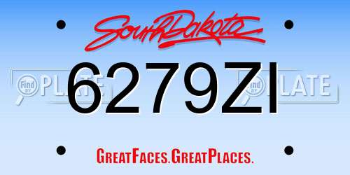 6279ZI South Dakota License Plate