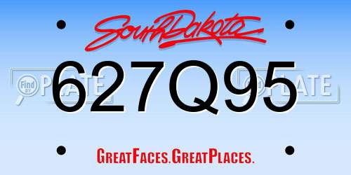 627Q95 South Dakota License Plate
