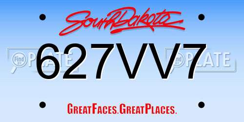 627VV7 South Dakota License Plate