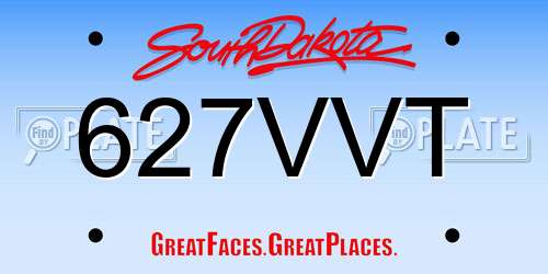 627VVT South Dakota License Plate