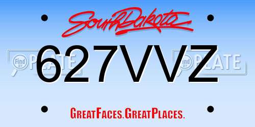 627VVZ South Dakota License Plate