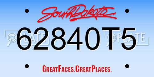62840T5 South Dakota License Plate