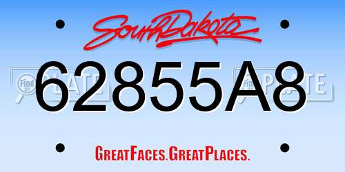 62855A8 South Dakota License Plate