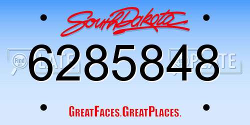 6285848 South Dakota License Plate