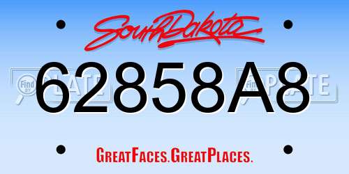 62858A8 South Dakota License Plate