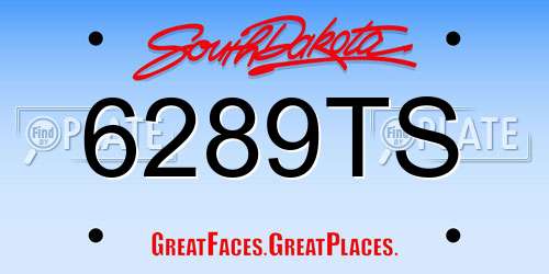 6289TS South Dakota License Plate