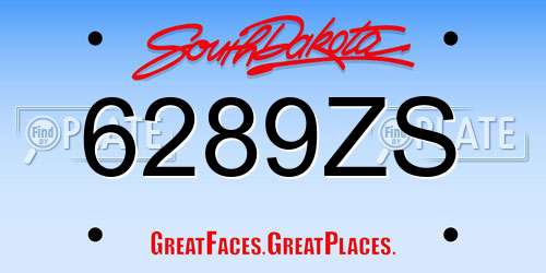 6289ZS South Dakota License Plate