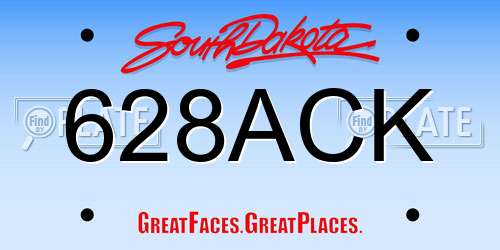 628ACK South Dakota License Plate