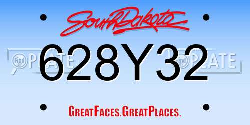 628Y32 South Dakota License Plate