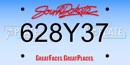 628Y37 South Dakota License Plate