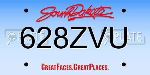 628ZVU South Dakota License Plate