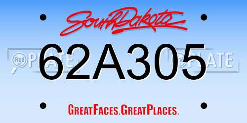62A305 South Dakota License Plate