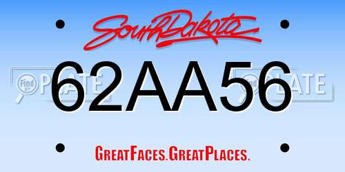 62AA56 South Dakota License Plate