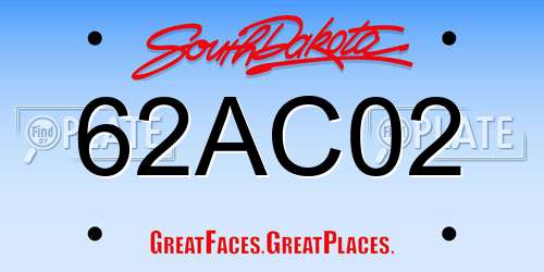 62AC02 South Dakota License Plate