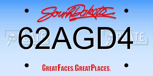 62AGD4 South Dakota License Plate