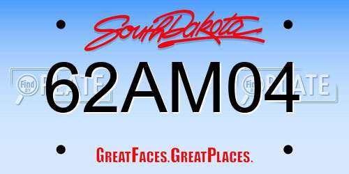 62AM04 South Dakota License Plate