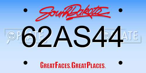 62AS44 South Dakota License Plate