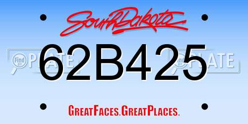 62B425 South Dakota License Plate