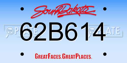 62B614 South Dakota License Plate