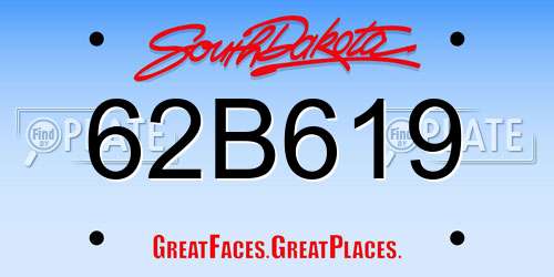 62B619 South Dakota License Plate