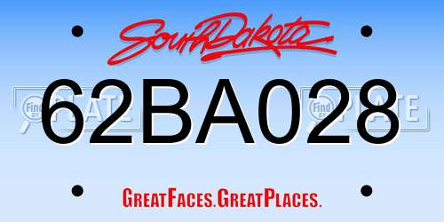 62BA028 South Dakota License Plate