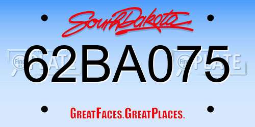 62BA075 South Dakota License Plate