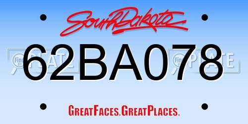 62BA078 South Dakota License Plate