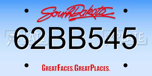 62BB545 South Dakota License Plate