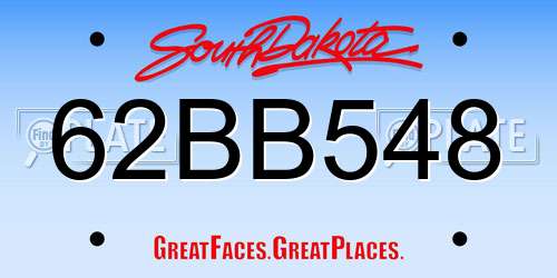 62BB548 South Dakota License Plate