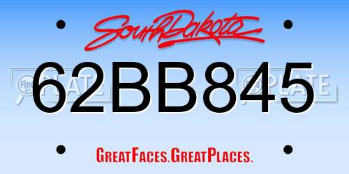 62BB845 South Dakota License Plate