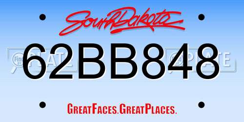 62BB848 South Dakota License Plate