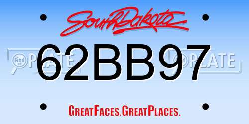 62BB97 South Dakota License Plate