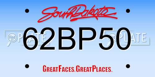 62BP50 South Dakota License Plate
