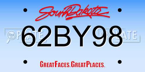 62BY98 South Dakota License Plate
