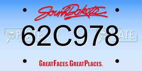 62C978 South Dakota License Plate