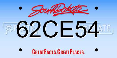 62CE54 South Dakota License Plate