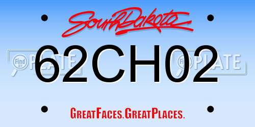 62CH02 South Dakota License Plate
