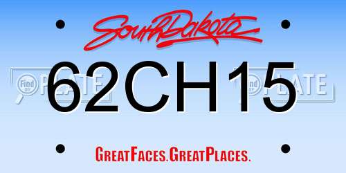 62CH15 South Dakota License Plate