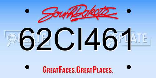 62CI461 South Dakota License Plate