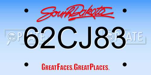 62CJ83 South Dakota License Plate