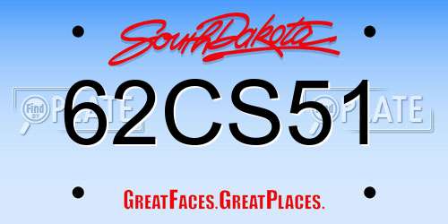 62CS51 South Dakota License Plate