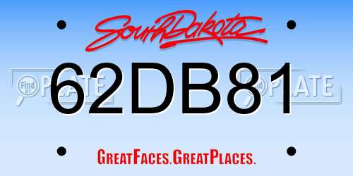 62DB81 South Dakota License Plate