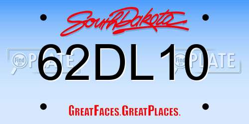 62DL10 South Dakota License Plate