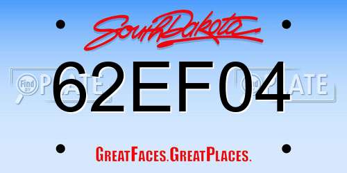 62EF04 South Dakota License Plate
