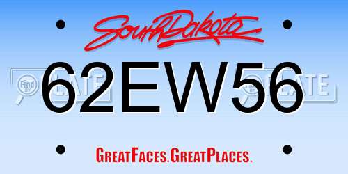 62EW56 South Dakota License Plate
