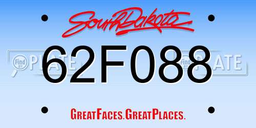 62F088 South Dakota License Plate