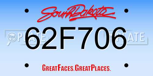62F706 South Dakota License Plate