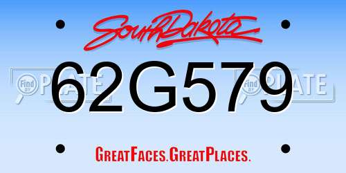 62G579 South Dakota License Plate